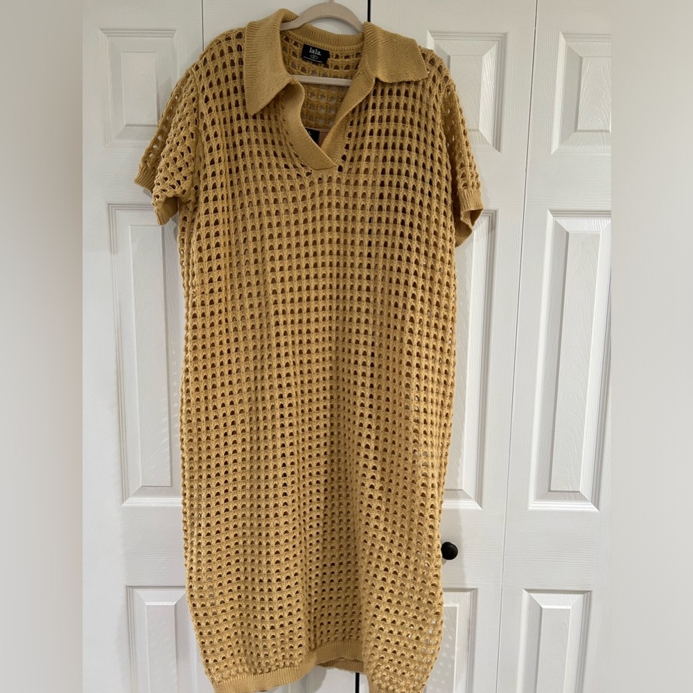 DRESSED IN LALA ORIGINAL: Soul Stuff Knit Dress + Slip Dress in Tan